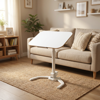 Bureau de travail pliable et mobile ADA, moderne, minimaliste, en fer, réglable en hauteur par vérin à gaz, idéal pour le télétravail