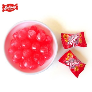 Vente en gros de bonbons durs rouges aromatisés aux fruits VC de 22 g, saveur exotique de miel et de pêche, vitamines en sachet décoré d'un revêtement - Product Image 2