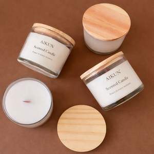AIKUN Soy Wax Scented <b>Candle</b> Glass Jar Custom Logo Aromatherapy Home Gift ODM OEM Wholesale Factory - Product Image 3