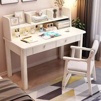 Escritorio de Estudio Ergonómico de Madera Maciza con Estantería Integrada para Niños, Adolescentes, Dormitorio y Oficina en Casa en Espacios Pequeños