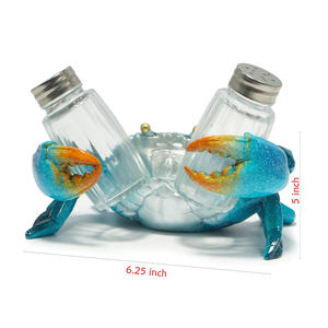 รูปปั้นเรซิ่นรูปปู ปูทะเล ปลาหมึก งานศิลปะสั่งทำพิเศษ พร้อมที่ใส่เครื่องปรุงรส เกลือ พริกไทย สำหรับตกแต่งบาร์ริมชายหาด ครัวสไตล์ทรอปิคอล - Product Image 3