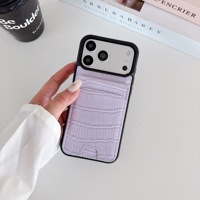Dernière coque de téléphone antichoc à motif PU avec double fonction, compatible avec les modèles 14 Plus, 15, 16, 17 Pro Max