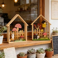 Ornement personnalisable en bois en forme de petite maison pour la Fête de la Moisson d'Automne - Décoration de bureau artisanale 3D pour la vente en gros de décorations de Thanksgiving