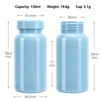 Flacon en plastique multicolore de 150 ml (150 cc, 5 oz) pour pilules, capsules, vitamines, bonbons médicaux, compléments alimentaires, avec bouchon à vis et étiquette imprimée