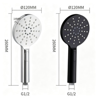 Douche murale moderne à tête circulaire avec bouton de commande, en métal chromé, pour salle de bain