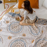 Couverture en gaze à quatre couches, rafraîchissante pour l'été, en pur coton, extra-épaisse, surdimensionnée, pour climatisation, lavable en machine, moderne