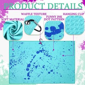 Serviette de golf brillante personnalisée avec clip Serviette en microfibre pour sacs de golf Cadeaux pour hommes femmes Cadeaux d'anniversaire gaufrés - Product Image 4