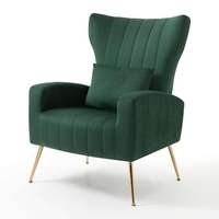 Fauteuil à dossier haut capitonné en velours doré pour salon, chambre, bureau à domicile, appartement, hôtel, salle à manger