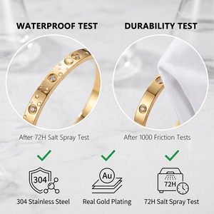 สร้อยข้อมือสแตนเลสชุบทอง 18K กันน้ำ ขายส่ง สร้อยข้อมือลายไม้ไผ่เคลือบเรนโบว์ดิริปกลู โรงงานผลิตเครื่องประดับสำหรับผู้หญิง - Product Image 3