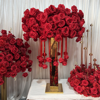Vente flash - Centre de table en soie de haute qualité, rose rouge de 100 cm de diamètre, pour la décoration de table de mariage