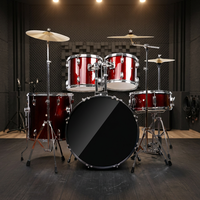 EARTHGRACE DW1 - Juego de Batería de Jazz de 5 Piezas, Caja de Álamo, Parches de Papel Encerado, Soporte de 22mm, Kit de Batería para Todas las Edades