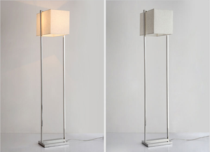 Đèn Sàn Đứng Hiện Đại Đèn Trang Trí Che Nắng Vải Trắng Hình Chữ Nhật Đục Lỗ Bằng Bạc Niken Cao Hai Tầng - Product Image 4