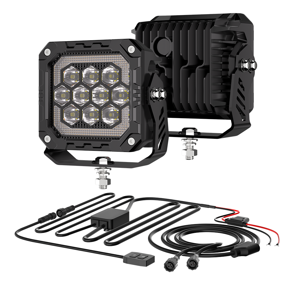 New DXZ IP68 Waterproof 12V 24V Heavy Duty Lighting 4INCH 40W 12800LM Spot Flood Beam Rectangle Work Light BF4-10 3-Year