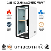 UniBooth - Vente flash - Cabine acoustique insonorisée 33 dB - Réduction du bruit - Conforme à la norme ISO 23351 - Pour bureaux en open space, espaces de travail intérieurs et bibliothèques