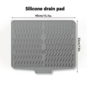 Non-Slip Waterproof Quick Dry <b>Silicone</b> Dish Drying <b>Mat</b> Easy Clean Drain Pad Multi-Usage Heat Resistant Kitchen Counter - Product Image 3