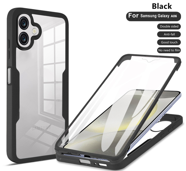 A06 Case with Built-in Screen Protector, 360 Full-Body TPU+PC Mobile Phone Cover for Samsung Galaxy A05 A15 A25 A35 A55 A16 A06