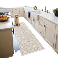 2x6 Floral Pattern Low Pile Runner Rug Washable Non-Slip Rubber Backing Soft Waterproof Stain Resistant Indoor Vintage Carpet