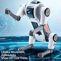 STEM Roboter-Haustier 2,4G RC Bionischer Stunt-Roboterhund mit Lebensechten Tricks, KI-Sprachinteraktion und Dynamischer LED-Beleuchtung und Musik