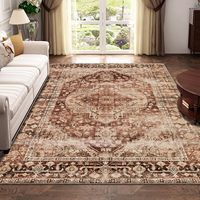 Tapis vintage de luxe 5x7 à poils ras, imprimé floral, résistant aux taches, antidérapant, grand tapis pour salon, lavable en machine