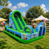 Château gonflable commercial en PVC avec toboggan combiné, chien à pattes, toboggan sec gonflable, parcours d'obstacles à louer