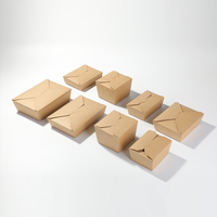Boîtes d'emballage en papier Kraft pliables de qualité alimentaire pour la livraison, la restauration, les frites, les hot-dogs, les hamburgers, le popcorn, le poulet, ABCD