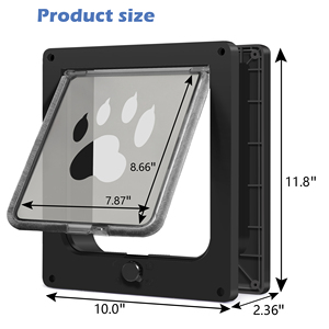 Porte pour chat à 4 verrous pour portes intérieures et extérieures, porte à battant pour animaux de compagnie jusqu'à 25 livres, installation facile, résistante aux intempéries - Product Image 2