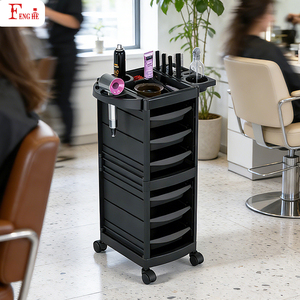 Nuovo Carrello Professionale in Plastica Nera per Parrucchieri con 6 Cassetti per Salone e Barbiere - Product Image 1