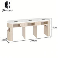 Table de Manucure Double en Métal de Luxe pour Salon de Beauté avec Chaises, Lumières et Collecteur de Poussière – Durable