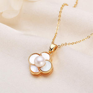 Collier de perles d'eau douce de la montagne de Zhuji, pendentif de luxe, tendance Internet, boucles d'oreilles à quatre feuilles, charmes de perles chics - Product Image 2