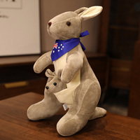 Boneka Super Lembut Khusus dengan Syal Kanguru Lepas Pasang, Isi Kapas PP, Hadiah Ulang Tahun, Pereda Stres, Suvenir Australia, Mainan Boneka Isi Dakron