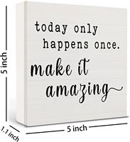 Lot de 5 Plaques en Bois Rustiques de 5 x 5 Pouces, Imprimées Numériquement, Motivationnelles et Inspirantes, pour la Maison, le Bureau, le Bureau de Travail ou les Étagères