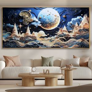 Decoración de Hogar de Lujo Personalizada al por Mayor, Paisajes Abstractos, Pintura en Porcelana de Cristal para Hoteles, Arte Mural con Fondo Luminoso LED - Product Image 6