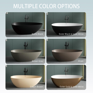 Euro-phong cách màu đen đá nhân tạo bồn tắm freestanding bồn tắm dễ dàng làm sạch và bền cho ngoài trời xoáy bán cho phòng tắm biệt thự - Product Image 3