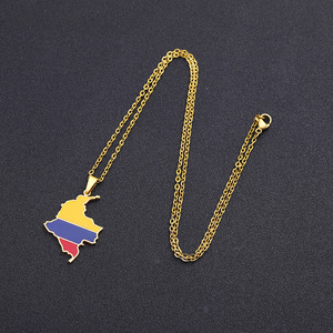 Colliers chaîne en émail avec <span class=keywords><strong>carte</strong></span> de la <span class=keywords><strong>Colombie</strong></span>, en acier inoxydable plaqué or 18 carats, pendentif <span class=keywords><strong>carte</strong></span> du drapeau colombien en émail - Product Image 5
