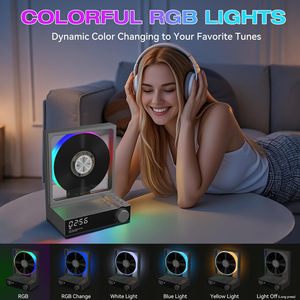 HOTT Lecteur <span class=keywords><strong>CD</strong></span> portable rétro pour 5.3, haut-parleur HiFi, batterie rechargeable 4000mAh, télécommande, veilleuse RGB, minuterie de sommeil - Product Image 5