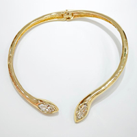 Colliers de mode pour femmes en alliage plaqué or, colliers torsades ouvertes, strass marquise, bijoux élégants pour soirée, vente en gros, personnalisables