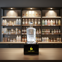 Présentoirs à vin en or 23 carats avec LED, glorificateur de bouteilles, support LED à base carrée