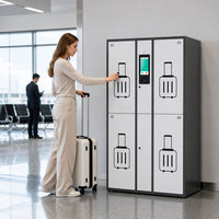 Casier à bagages intelligent pour un stockage sécurisé des bagages à l'aéroport, à l'hôtel, à la gare, au centre commercial avec système de reconnaissance faciale et d'accès par code QR