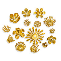 Varios estilos de acero inoxidable, tapas de cuentas de flores de pétalos, envolturas de filigrana Vintage, colgante de perlas, conectores de fianza para la fabricación de joyas