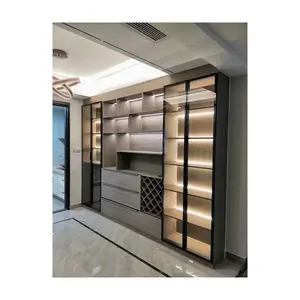 Luxury Living Room Furniture Home Bar Cabinet Glass Display Cabinet Custom Color Size Style