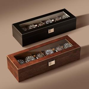 Wooden <b>Watch</b> Box With Glass Lid Dustproof Rectangle Storage <b>Case</b> For <b>Watch</b> Display Packaging - Product Image 1