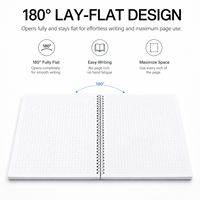 Cahier spirale A4 de haute qualité fabriqué en usine 180 °   Housse personnalisée à plat OEM ODM Service d'impression personnalisée