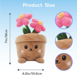 8464 Adorabile Peluche a Forma di Pianta, Giocattolo Floreale Rosa con Faccina <span class=keywords><strong>Sorridente</strong></span>, Regalo di Benvenuto per Amici, Decorazione Casa, Mini Pianta di Peluche - Product Image 2