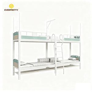 เตียงเหล็กแบบเรียบง่ายทันสมัย เฟอร์นิเจอร์หอพักนักเรียน เตียงสองชั้นพร้อมบันไดและชั้นวางรองเท้า สำหรับโรงเรียน อพาร์ทเมนท์ หอพัก โฮสเทล - Product Image 2