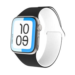 Compatible with for Apple Watch Ultra 9876543210 series SE Loop Litchi Pattern Magnetic <b>Silicone</b> Strap - Product Image 2