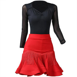 Robe de <span class=keywords><strong>danse</strong></span> latine rouge avec jupe à franges en forme d'arête de poisson, idéale pour la pratique et les spectacles, tenue de <span class=keywords><strong>danse</strong></span> à pampilles, jupe de <span class=keywords><strong>danse</strong></span> - Product Image 1