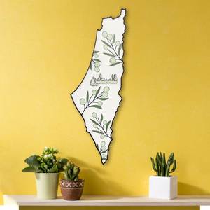 Decoración Islámica para el Hogar, Mapa de Palestina Pintado en Madera y Diseño de Mezquita, Arte para Colgar en la Pared - Product Image 4