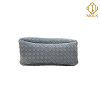 Sac fourre-tout en cuir suédé tressé pour femme, style panier, avec motif quadrillé, doubles poignées et pochette zippée assortie