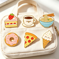 Ensemble de pin's en émail mignons sur le thème de la nourriture : Gâteau, Café, Nouilles, Pizza, Donut, Crème glacée, pour broches de dessin animé, décoration de sacs et vêtements, fabrication par coulée