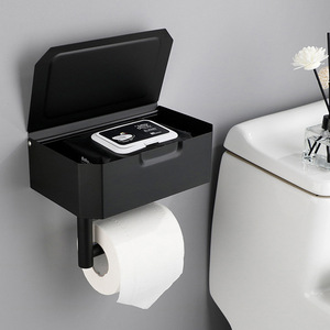 Nuovo design in metallo in acciaio inossidabile nero porta cellulare coperchio scatola di immagazzinaggio carta igienica in piedi porta carta igienica - Product Image 2